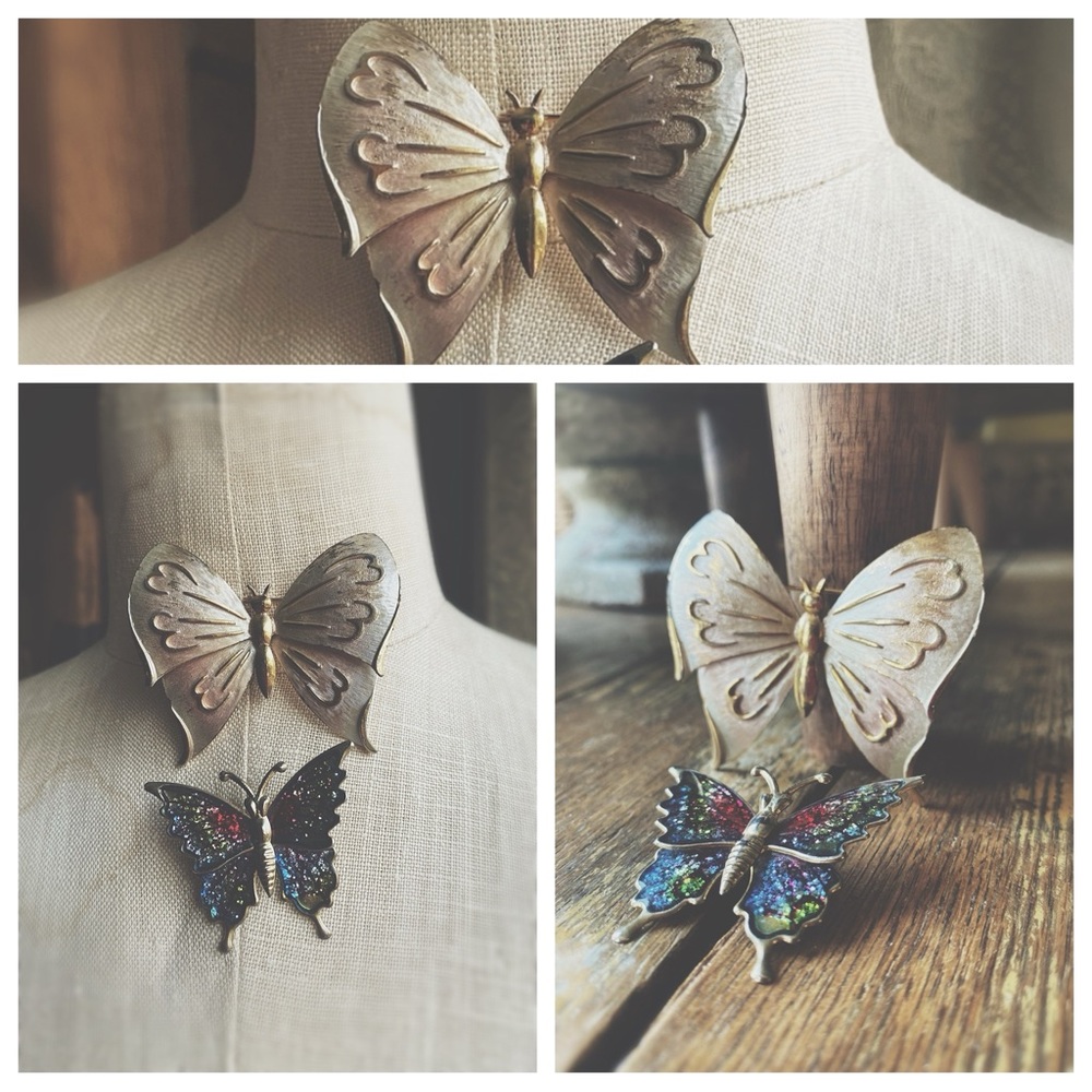 Vintage Butterfly Brooches ( Two For One)